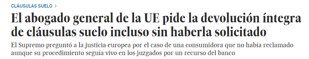 Reportaje de prensa del diario El País sobre cláusulas suelo